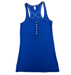 Tildon 1/4 Button Up Tank Top in Royal Blue (Women's M)
